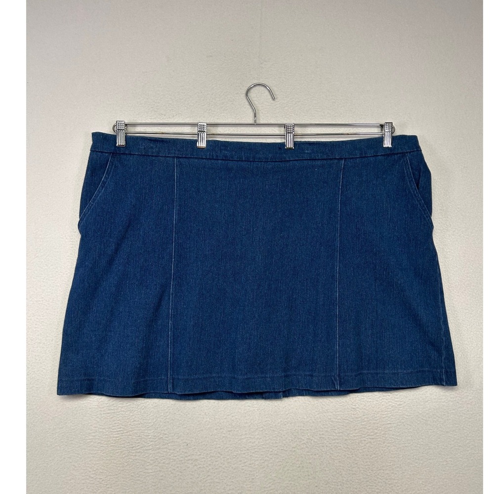 Casual Classic Isaac Mizrahi Live! Womens 3XP Blue Denim Pull On Mini Skirt
